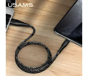 USAMS SJ391 U41 černá / Datový kabel / Lightning / opletený / 1 m / 2A