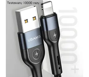 USAMS SJ423 U48 černá / Datový kabel / Lightning / 1,2 m / LED displej