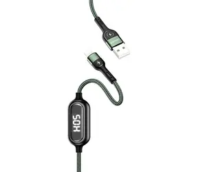 USAMS SJ423 U48 zelená / Datový kabel / Lightning / 1,2 m / LED displej