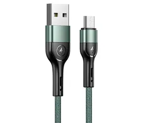 USAMS U55 SJ450 zelená / Datový kabel / Micro USB / Pletený / 1 m / 2A
