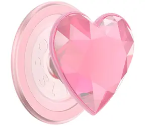 PopSockets Crystal Heart Grip MagSafe růžová / Držák na telefon / MagSafe / Krystalové srdce / Stojánek