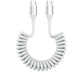 4smarts kabel USB-C na USB-C spirálový 240W bílá / Kabel / USB Power Delivery / 1,5 m
