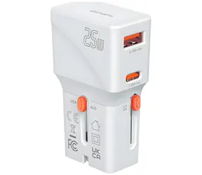 4smarts Nomad Pocket 25W bílá / Cestovní adaptér / USB-C / USB-A / PD / QC / 25W