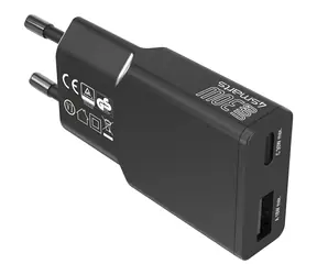 4smarts FlatPlug Duos černá / Síťová nabíječka / GaN / USB-C + USB-A / 30W
