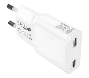 4smarts FlatPlug Slim Dual bílá / Síťová nabíječka / GaN / 2x USB-C / 30 W