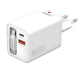 4smarts Flex Jojo 65W bílá / Nabíječka / GaN / 2x USB-C + 1x USB-A / výsuvný kabel USB-C