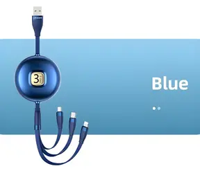 USAMS U69 modrá / Datový kabel / 3v1 Lightning/microUSB/USB-C / 1 m