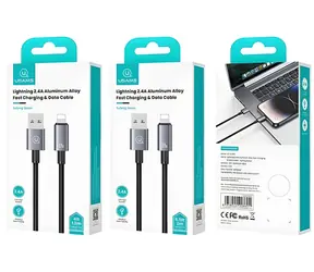 USAMS SJ667 černá / Datový kabel / Lightning - USB / 2,4A / 1,2m / Nylon