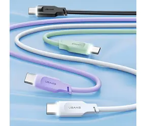 USAMS SJ568 Lithe zelená / Datový kabel USB-C / 66W / 6A / 1,2 m / LED indikátor