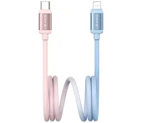 USAMS SJ757 modro-růžová / Datový kabel / USB-C - Lightning / PD 30W / 1,2 m