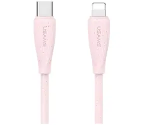 USAMS Green Series SJ717 růžová / Datový kabel / USB-C - Lightning / 30W / 1m