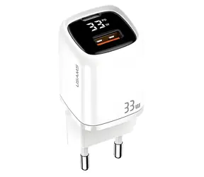 USAMS T46 bílá / Nabíječka / USB-C PD3.0 + USB QC3.0 / 33W