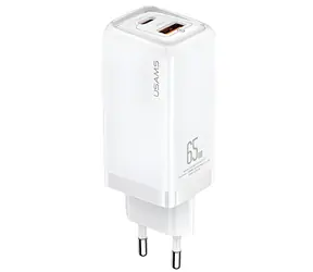 USAMS T47 bílá / Nabíječka / USB-C + USB / PD3.0 + QC / 65W