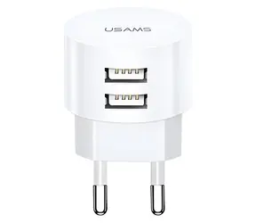 USAMS T20 nabíječka do zásuvky bílá / Nabíječka / 2x USB / 2,1 A