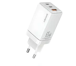 USAMS US-CC180 Sandru Series bílá / Nabíječka / GaN / 65W / 2x USB-C / 1x USB-A / PD3.0 / QC3.0