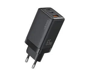 USAMS Sandru US-CC180 černá / Síťová nabíječka / GaN / 65W / 2x USB-C / USB-A / PD / QC3.0