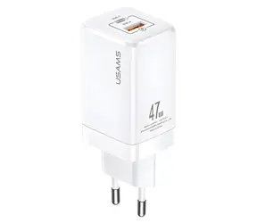 USAMS T41 bílá / Nabíječka / GaN / USB-C + USB-A / 47W / PD, QC4.0