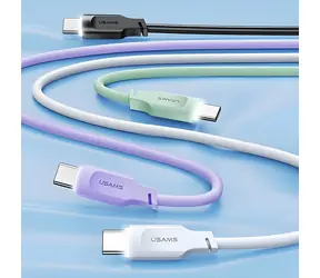 USAMS SJ567 Lithe Series fialová / Rychlý nabíjecí a datový kabel / USB-C - USB-C / 100W / 1,2 m
