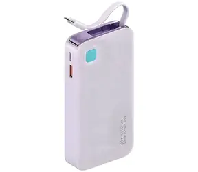 USAMS US-CD224 fialová / Powerbanka / Vestavěný kabel USB-C / 10000 mAh / PD 20W + QC3.0