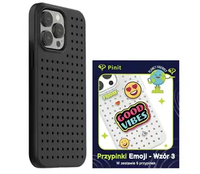 Pinit Dynamic Case + Emoji sada iPhone 14 Pro Max 6.7" černá, vzor 3 / Sada pouzdra a placek / MagSafe / TPU/PC