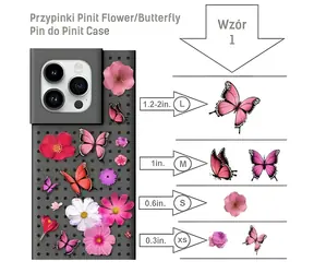 Pinit Dynamic Case + Flower/Butterfly Pin černá / Pouzdro / Apple iPhone 14 Pro Max 6.7" / Sada s 6 plackami vzor 1