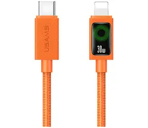USAMS SJ774 oranžová / Datový kabel / USB-C - Lightning / 1,2 m / 30W PD