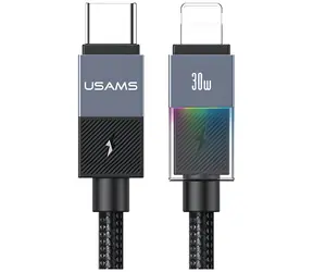 USAMS SJ776 tmavě šedá / Datový kabel / USB-C - Lightning / PD 30W / 1,2 m