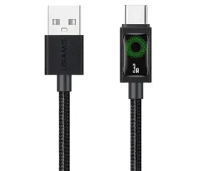 USAMS U92 černá / Nabíjecí a datový kabel / USB-C – USB-A / 18W / 1,2 m
