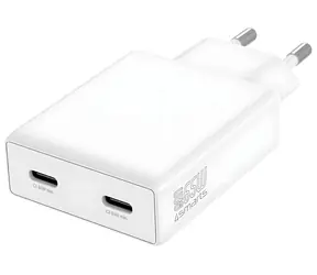 4smarts PDPlug Slim Dual bílá / Síťová nabíječka / GaN / 2x USB-C / 65 W
