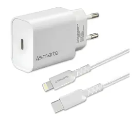 4smarts VoltPlug 20W PD USB-C bílá / Síťová nabíječka / PD 20W / kabel USB-C - Lightning 1m