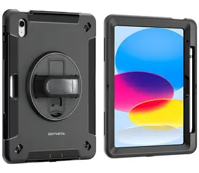 4smarts Rugged Case Grip pro Apple iPad 11" černé / Odolné pouzdro s úchytem / Stojánek 360°, MIL-STD-810H
