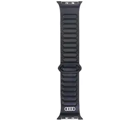 Audi Logo Magnetic Ring kožený řemínek černá / Řemínek / Apple Watch 40/41/42 mm / Magnetický uzávěr