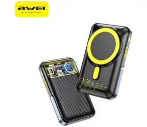 Awei PA-10 černá / Powerbanka / 10000mAh / MagSafe bezdrátové nabíjení / 15W / LCD displej
