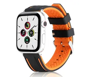Beline Solid Silicone oranžovo-černá / Pásek pro Apple Watch / 38/40/41mm / silikonový