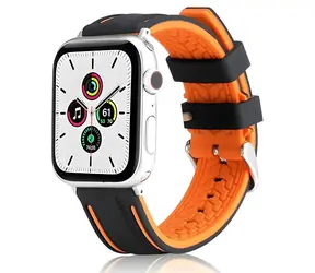 Beline Solid Silicone oranžovo-černý / Pásek pro Apple Watch / 42/44/45/49 mm