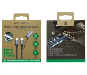 4smarts Explorer ComboCord černá / Kabel / USB-C - MagSafe adaptér / 100W / 2 m