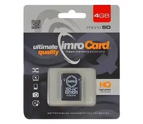 IMRO microSDHC karta 4GB + SD adaptér / Paměťová karta / Class 10 / UHS-I / čtení 60 MB/s