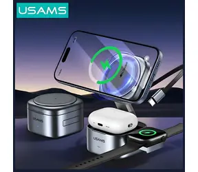 USAMS CD257 Tarnish / Bezdrátová nabíječka / 3v1 / Qi2 / až 15W