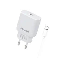 Beline GaN 25W bílá / Síťová nabíječka / 1x USB-C / PD 3.0 / kabel USB-C 1m