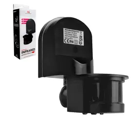 MCE25 B/B / Čidlo pohybu a soumraku / 180° / max. 1200W / dosah 5-12m / černá clona