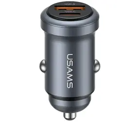 USAMS CC322 tmavě šedá / Autonabíječka / 30W / 1x USB-A / 1x USB-C