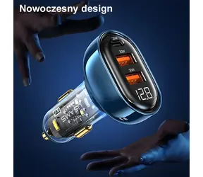USAMS CC159 modrá / Autonabíječka / 2x USB-A + USB-C / 80W / Quick Charge