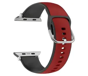 Beline Silico Leather červeno-černá / Řemínek / Silikon/eko-kůže / Pro Apple Watch 1-9/SE/SE2 / 38/40/41 mm