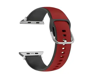 Beline Silico Leather červeno-černá / Řemínek pro Apple Watch / 42/44/45/49 mm / silikon/eko-kůže