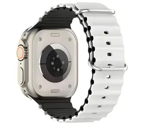 Beline Silicone Waves bílo-černý / Řemínek pro Apple Watch / 38/40/41 mm