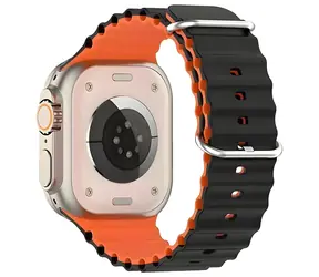 Beline Silicone Waves černo-oranžový / Řemínek pro Apple Watch / 38/40/41 mm