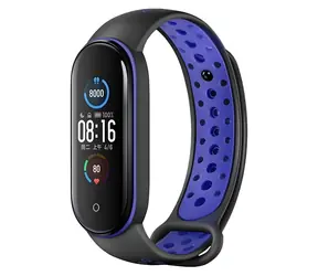 Beline Design černo-modrý / Řemínek pro Xiaomi Mi Band 5/6/7 / silikonový