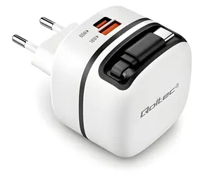GaN 65W nabíječka / Síťová nabíječka / USB-C PD PPS / 5-20V / 3-3,25A / vysouvací kabel