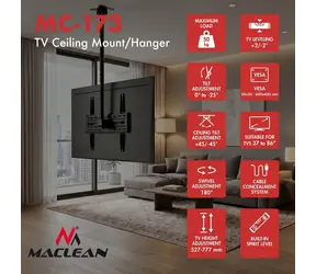 MC-173 / Stropní držák pro TV / 37-86" / VESA 600x400 / nosnost 50kg