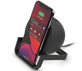 Belkin AUF001vfBK černá / Bezdrátová nabíječka se stojánkem / Qi / 10W / Bluetooth reproduktor
